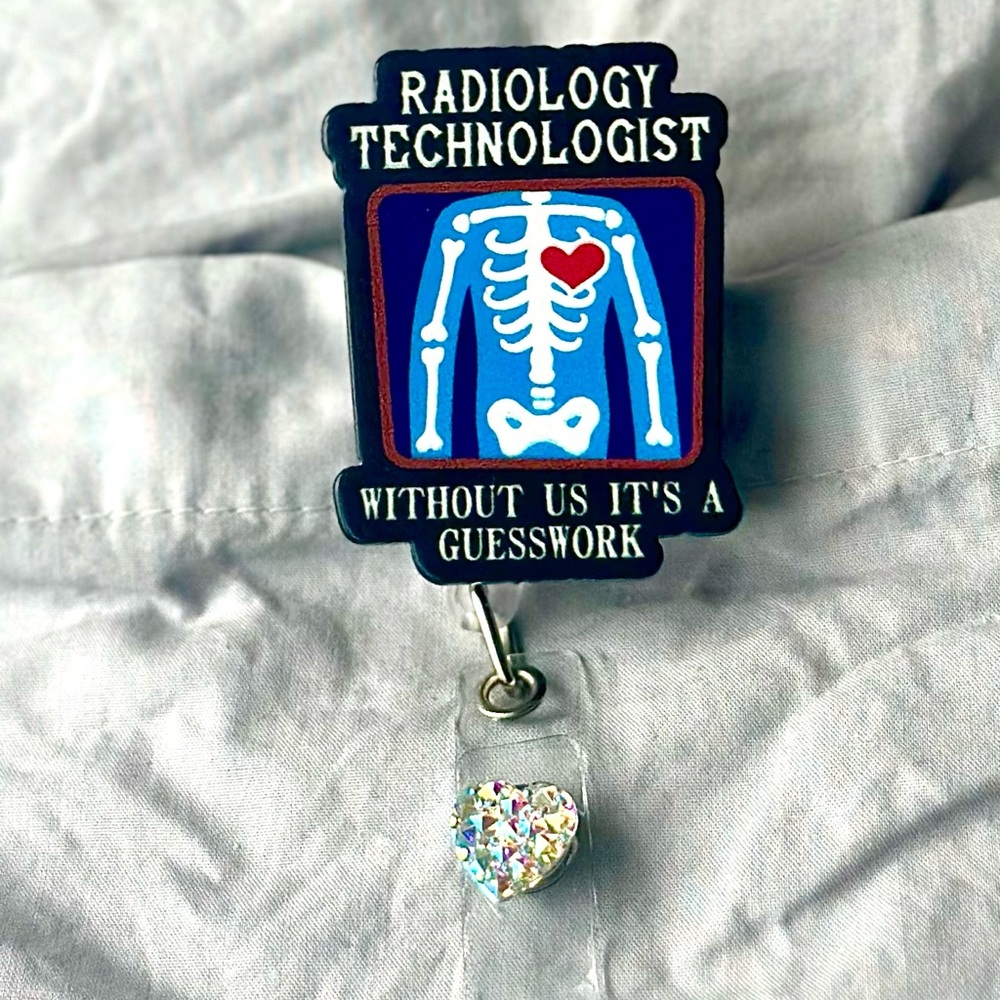 Radiology Technologist Badge Reel with Heart Charm